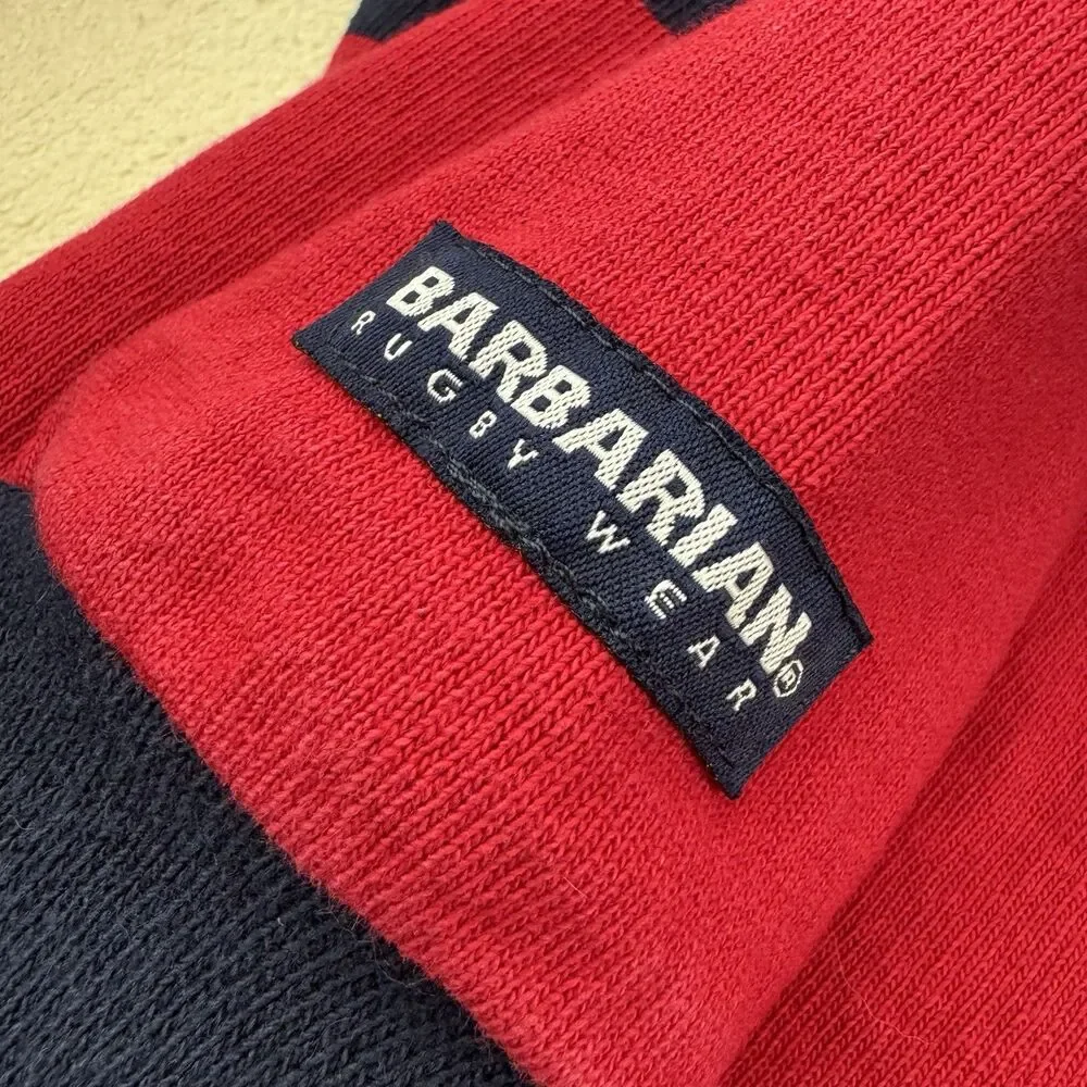 Vintage Rugby Wear Barbarian Rugby Shirt Large Red Navy Striped Heavyweight
